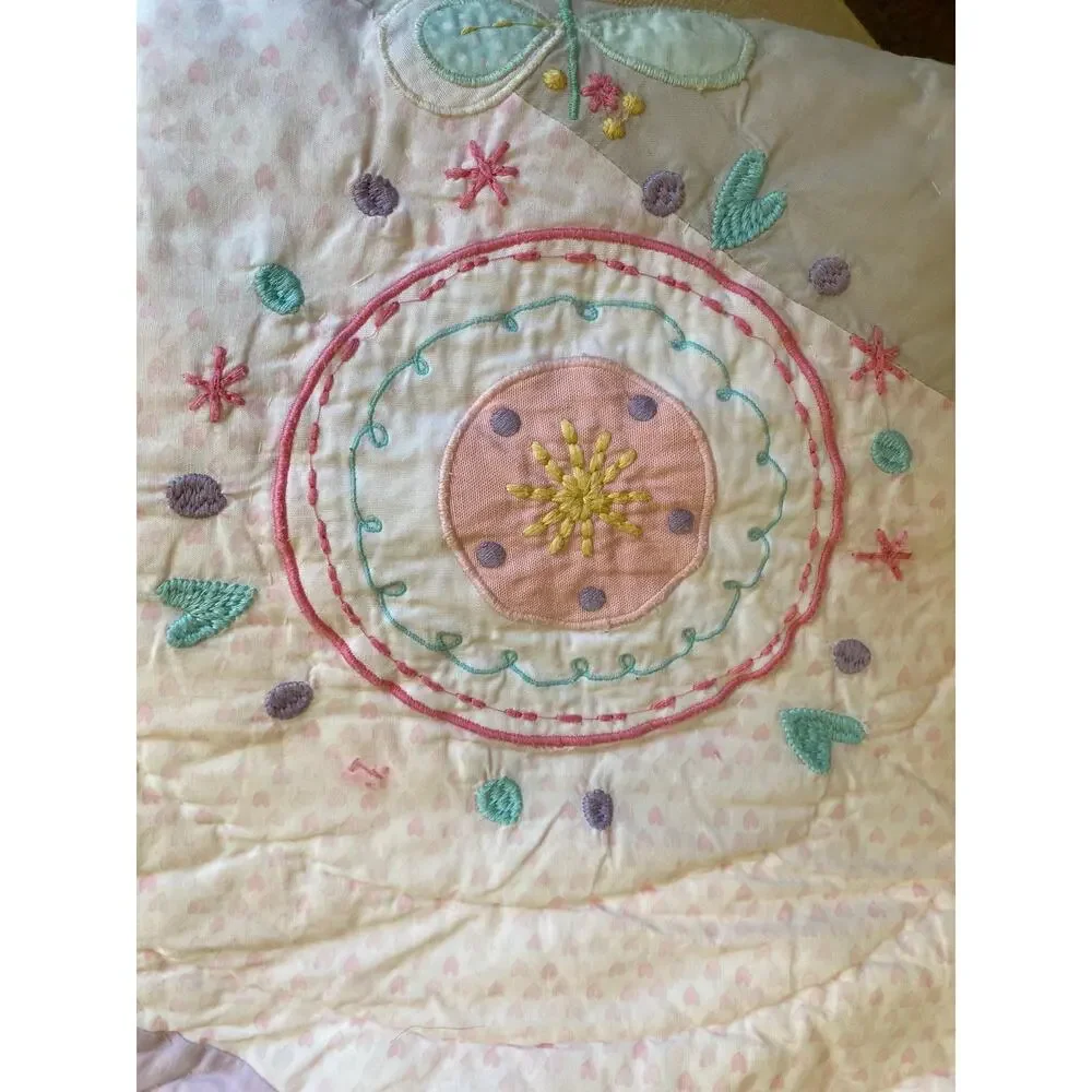 Pottery Barn Kids Full/Queen Alexia Quilt ~ 100% Cotton ~ Boho Floral Applique